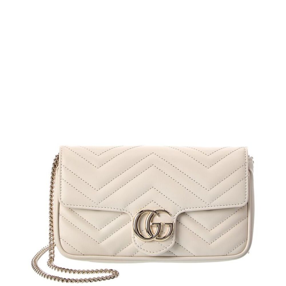Gucci Gg Marmont Small Leather Shoulder Bag, White